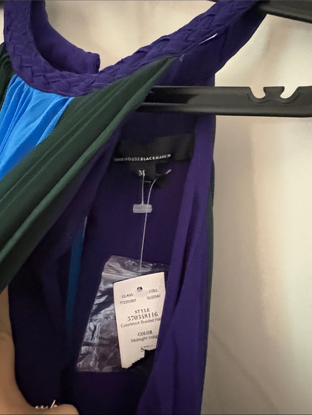 White House Black Market WOT Pleated Halter Midi Dress in Purple & Blue Size M - Picture 3 of 3